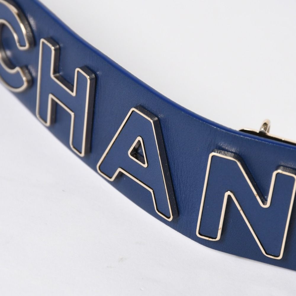 Chanel Pharrell Williams Leather Belt 95/38 CC Logo Navy — view 5