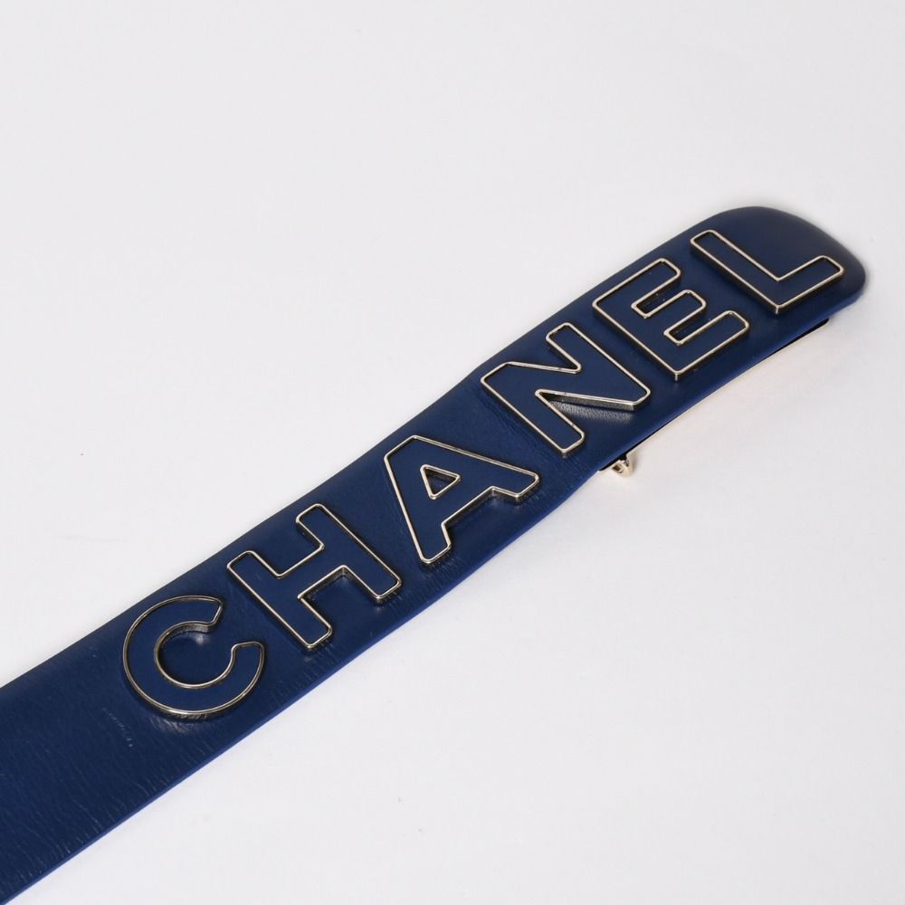 Chanel Pharrell Williams Leather Belt 95/38 CC Logo Navy — view 6