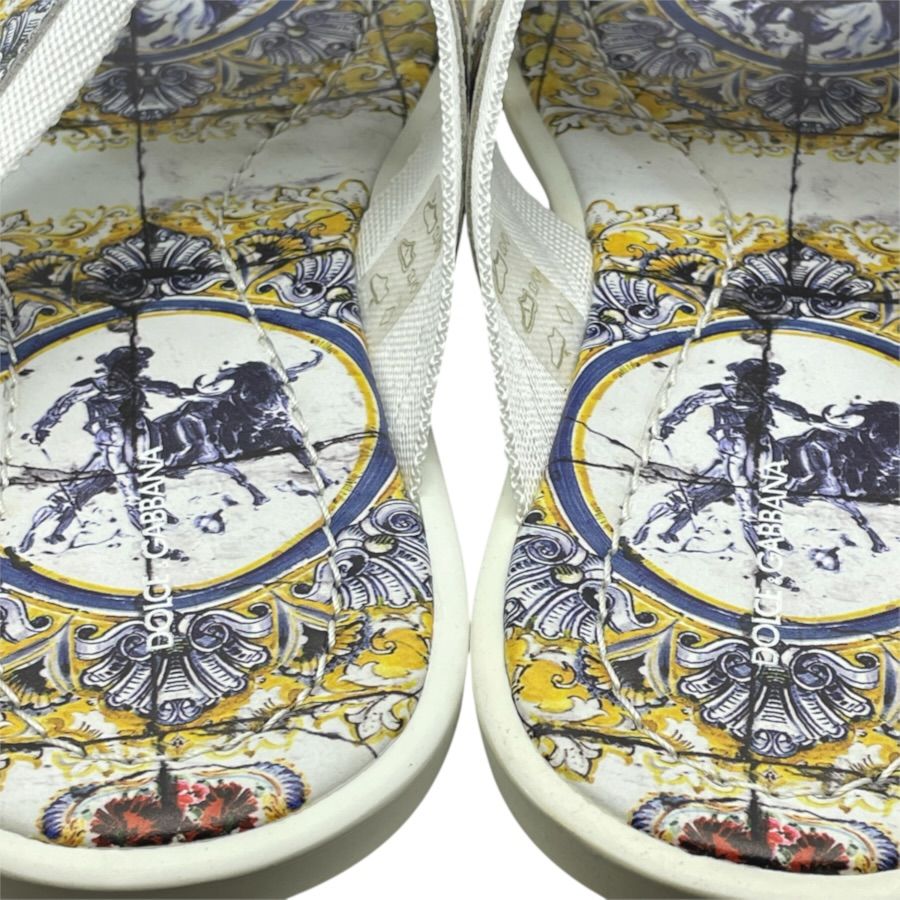 Dolce & Gabbana Sandals Cross Strap Majolica Pattern Synthetic — view 6