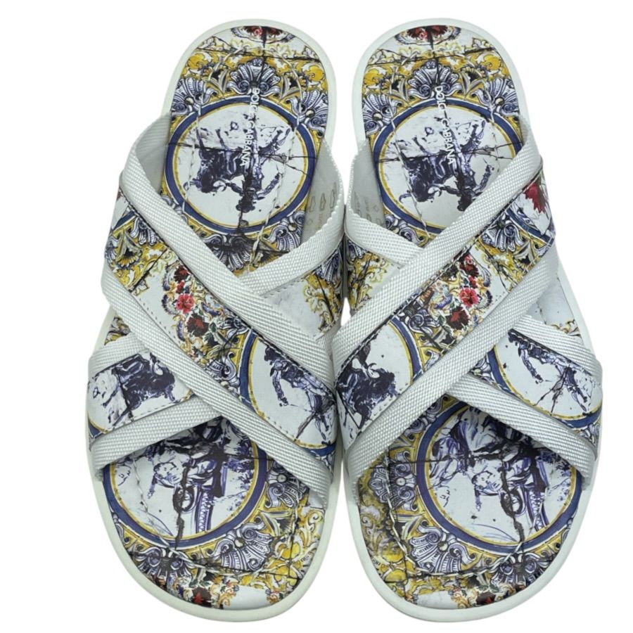 Dolce & Gabbana Sandals Cross Strap Majolica Pattern Synthetic — view 2