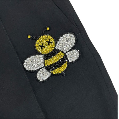 Dior Kaws Collaboration Jogger Pants Track Bee Embroidery Wool Rhinestone Black — view 4