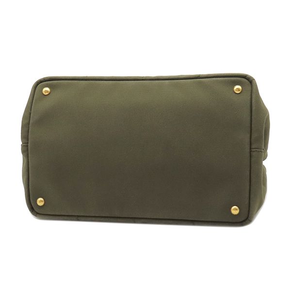 Prada 2-Way Canapa Medium Tote Bag Canvas Khaki Gold Triangular — view 3