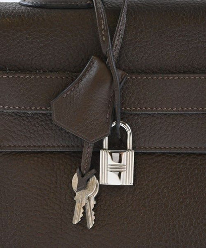 Hermes Kelly 40 Veau Togo Chocolat Silver Handbag — view 7