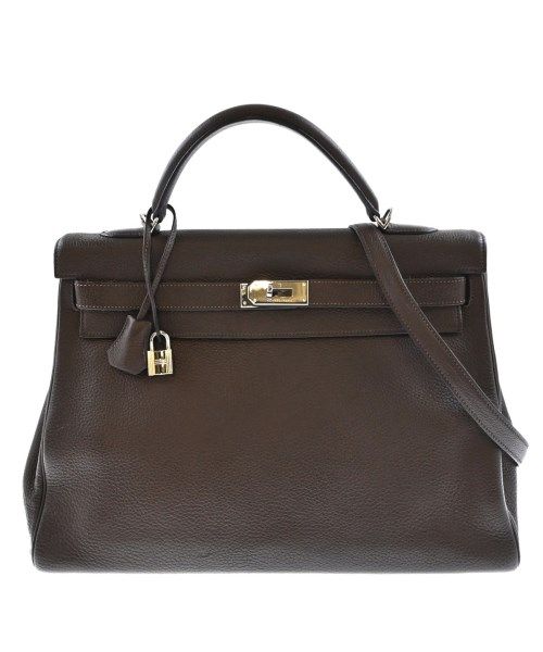 Hermes Kelly 40 Veau Togo Chocolat Silver Handbag