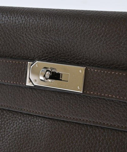 Hermes Kelly 40 Veau Togo Chocolat Silver Handbag — view 8