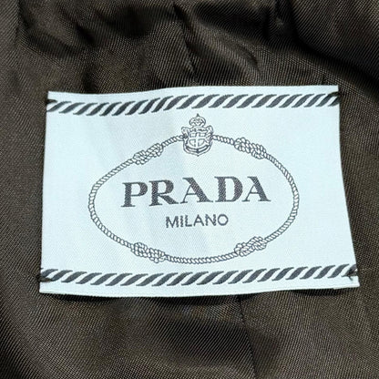 Prada Wool 100% Triangle Logo Double Breasted Long Coat Black 40 — view 8