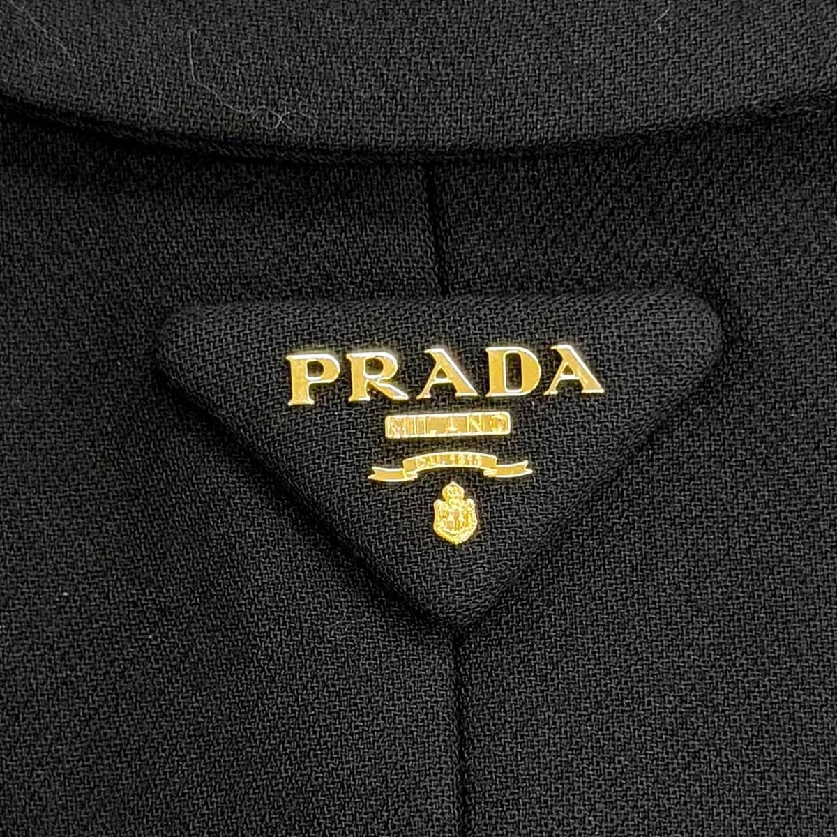 Prada Wool 100% Triangle Logo Double Breasted Long Coat Black 40 — view 6