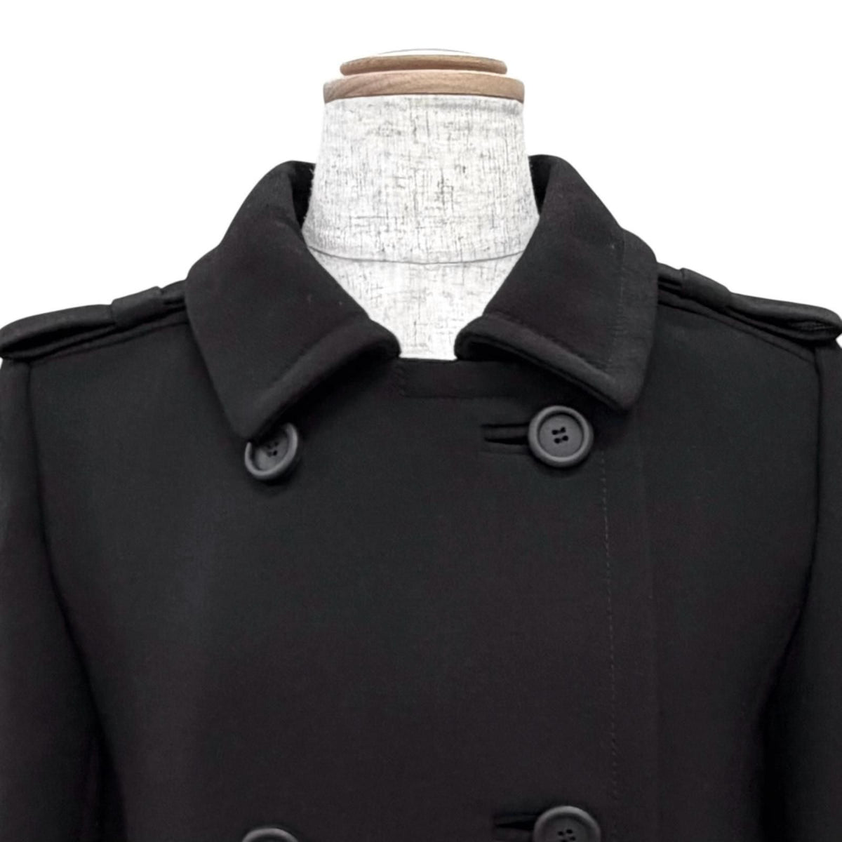 Prada Wool 100% Triangle Logo Double Breasted Long Coat Black 40 — view 2