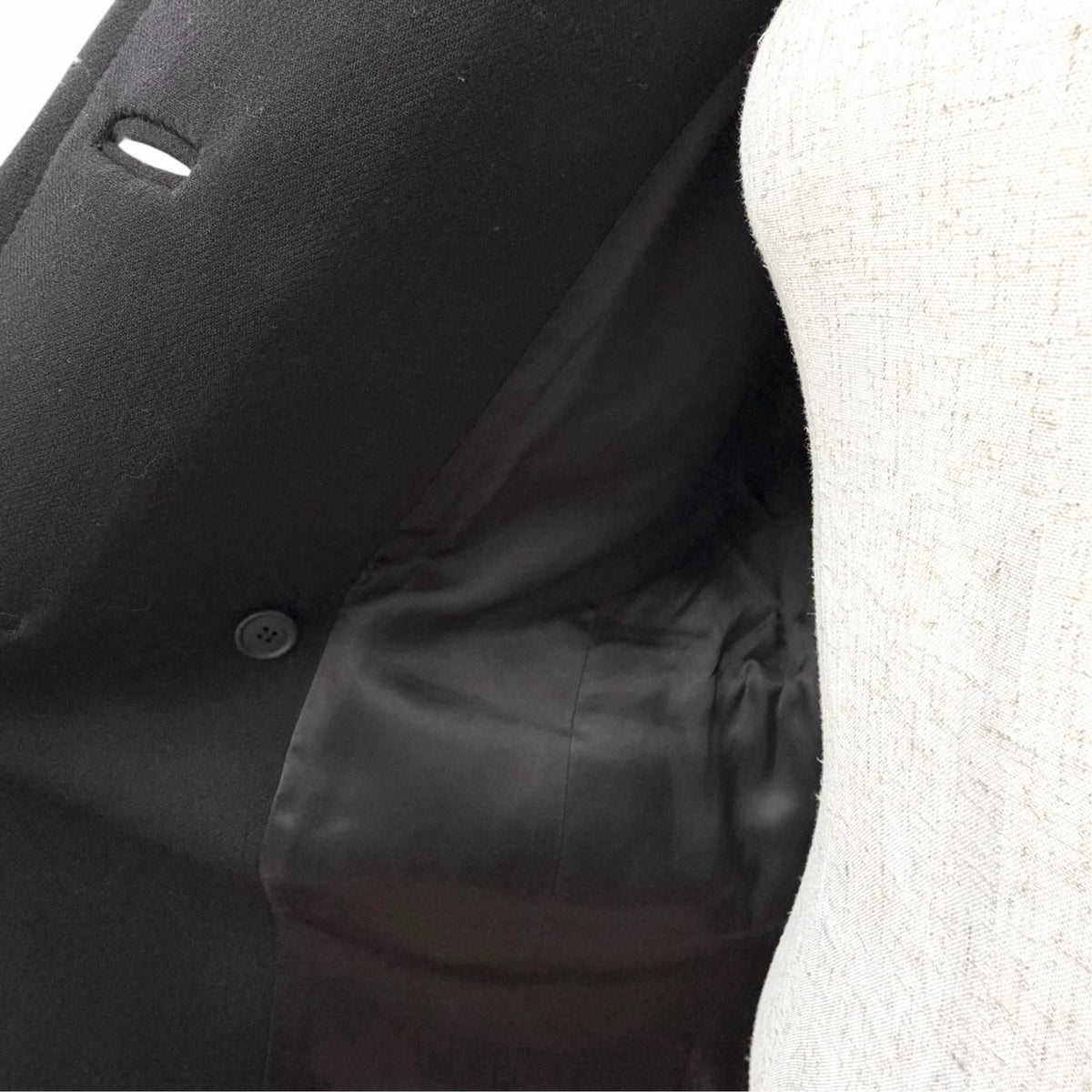 Prada Wool 100% Triangle Logo Double Breasted Long Coat Black 40 — view 5