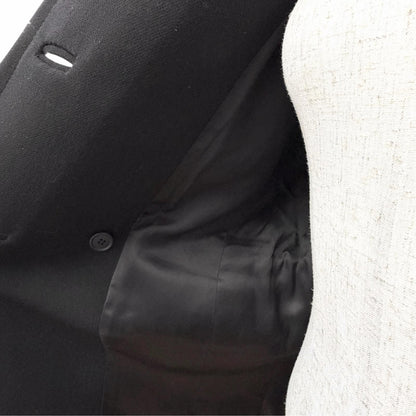 Prada Wool 100% Triangle Logo Double Breasted Long Coat Black 40 — view 5