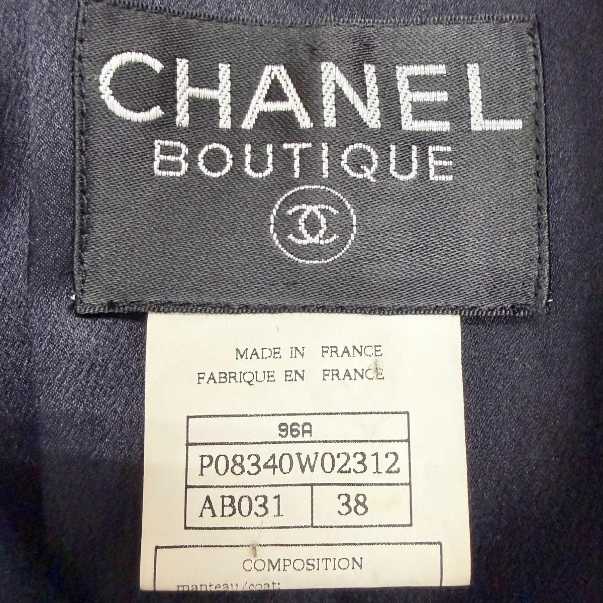 Chanel Vintage 96A Cashmere 100% Lining Silk Coco Gold Button Long Coat Dark — view 7