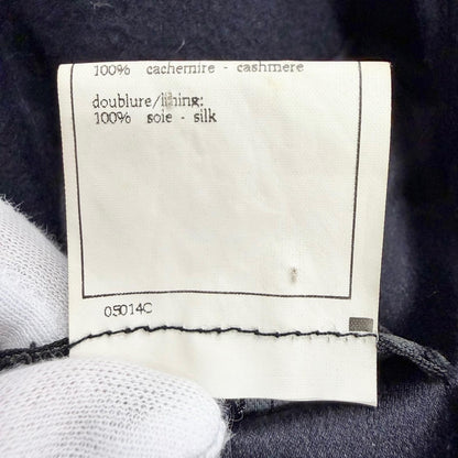 Chanel Vintage 96A Cashmere 100% Lining Silk Coco Gold Button Long Coat Dark — view 8