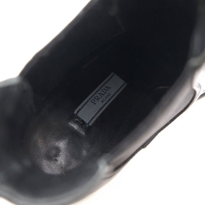 Prada Side Gore Boots Shoes Leather Black Rubber Sole High Heels — view 8