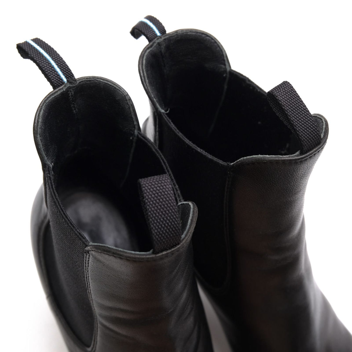 Prada Side Gore Boots Shoes Leather Black Rubber Sole High Heels — view 5