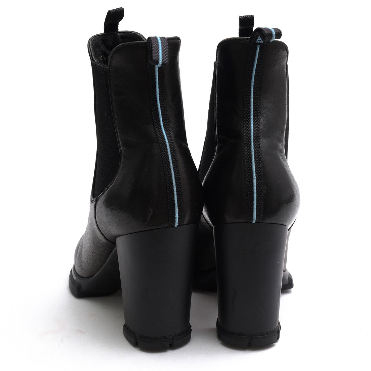 Prada Side Gore Boots Shoes Leather Black Rubber Sole High Heels — view 4