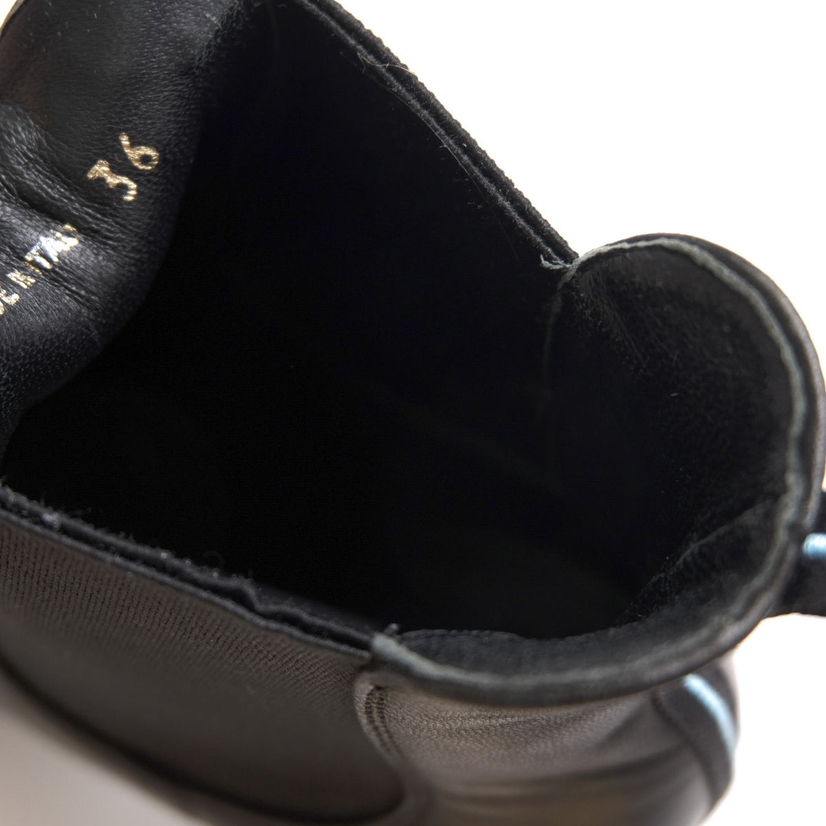 Prada Side Gore Boots Shoes Leather Black Rubber Sole High Heels — view 7