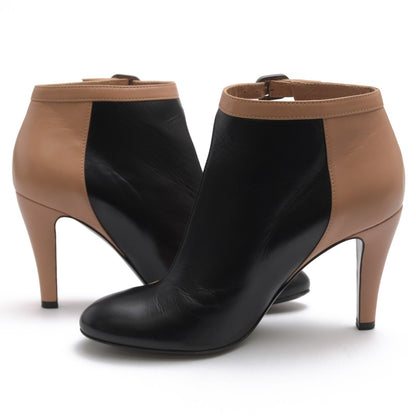 Chanel Booties Short Boots Shoes Leather Beige Ankle Strap Bicolor High Heels — view 3