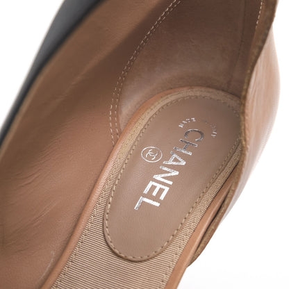 Chanel Booties Short Boots Shoes Leather Beige Ankle Strap Bicolor High Heels — view 7