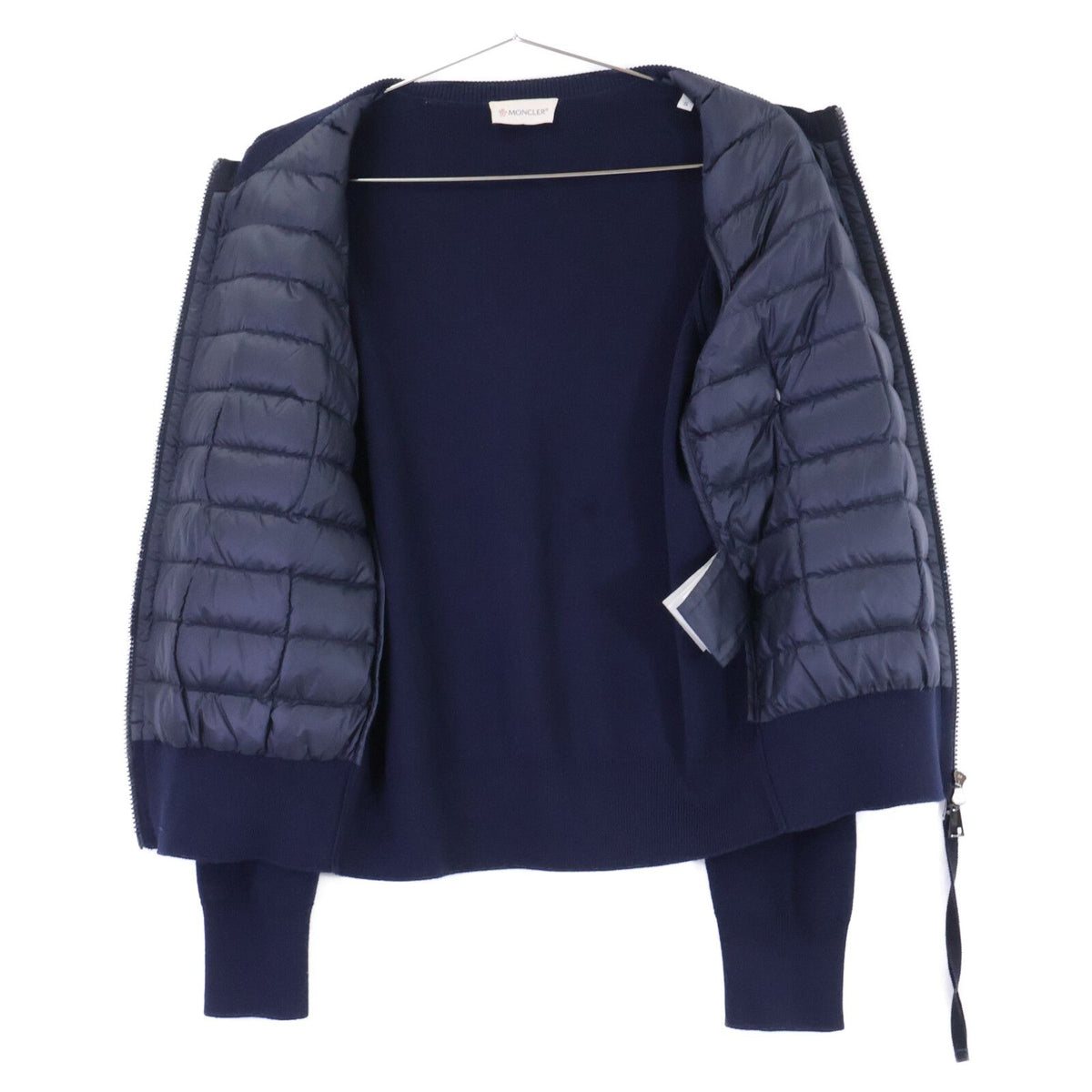Moncler Cardigan Tricot Knit Down Contrast Collarless Jacket — view 3