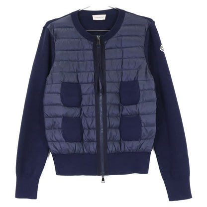 Moncler Cardigan Tricot Knit Down Contrast Collarless Jacket