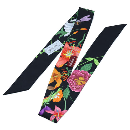 Gucci Flower Print Silk Twill Ribbon Scarf — view 3
