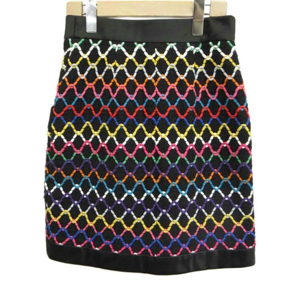Chanel Tweed Skirt CC Logo Coco Buttons Gold Black Pink Gray Blue Multicolor 34 — view 2