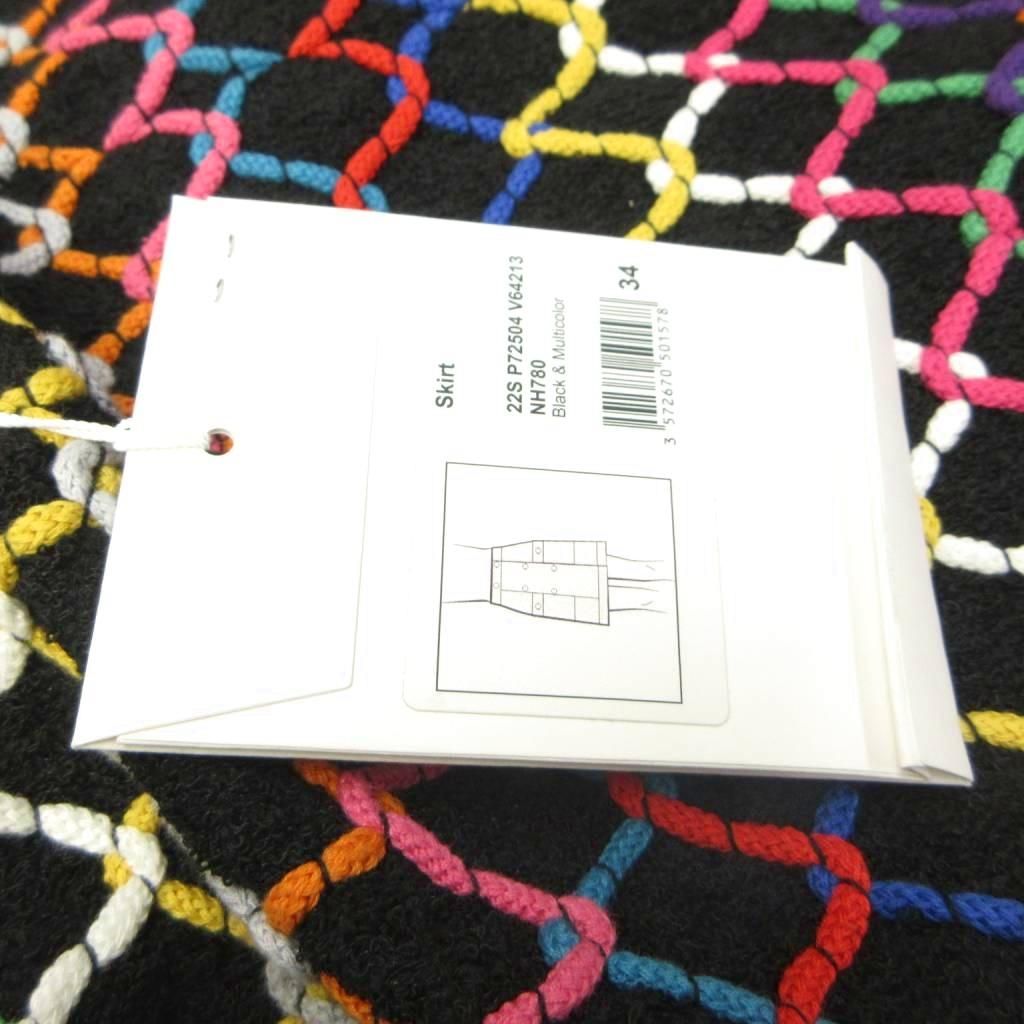 Chanel Tweed Skirt CC Logo Coco Buttons Gold Black Pink Gray Blue Multicolor 34 — view 6