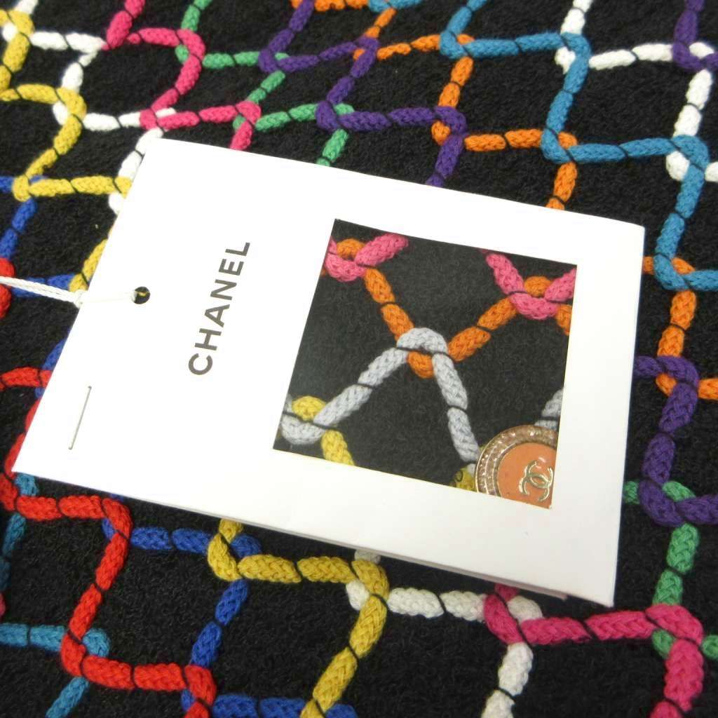 Chanel Tweed Skirt CC Logo Coco Buttons Gold Black Pink Gray Blue Multicolor 34 — view 5