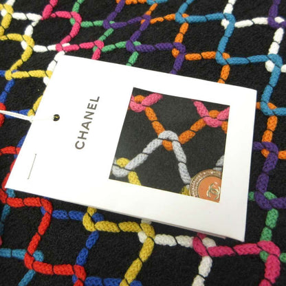 Chanel Tweed Skirt CC Logo Coco Buttons Gold Black Pink Gray Blue Multicolor 34 — view 5
