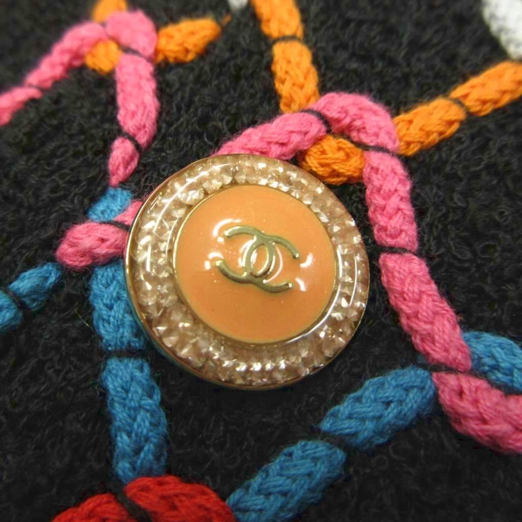 Chanel Tweed Skirt CC Logo Coco Buttons Gold Black Pink Gray Blue Multicolor 34 — view 4