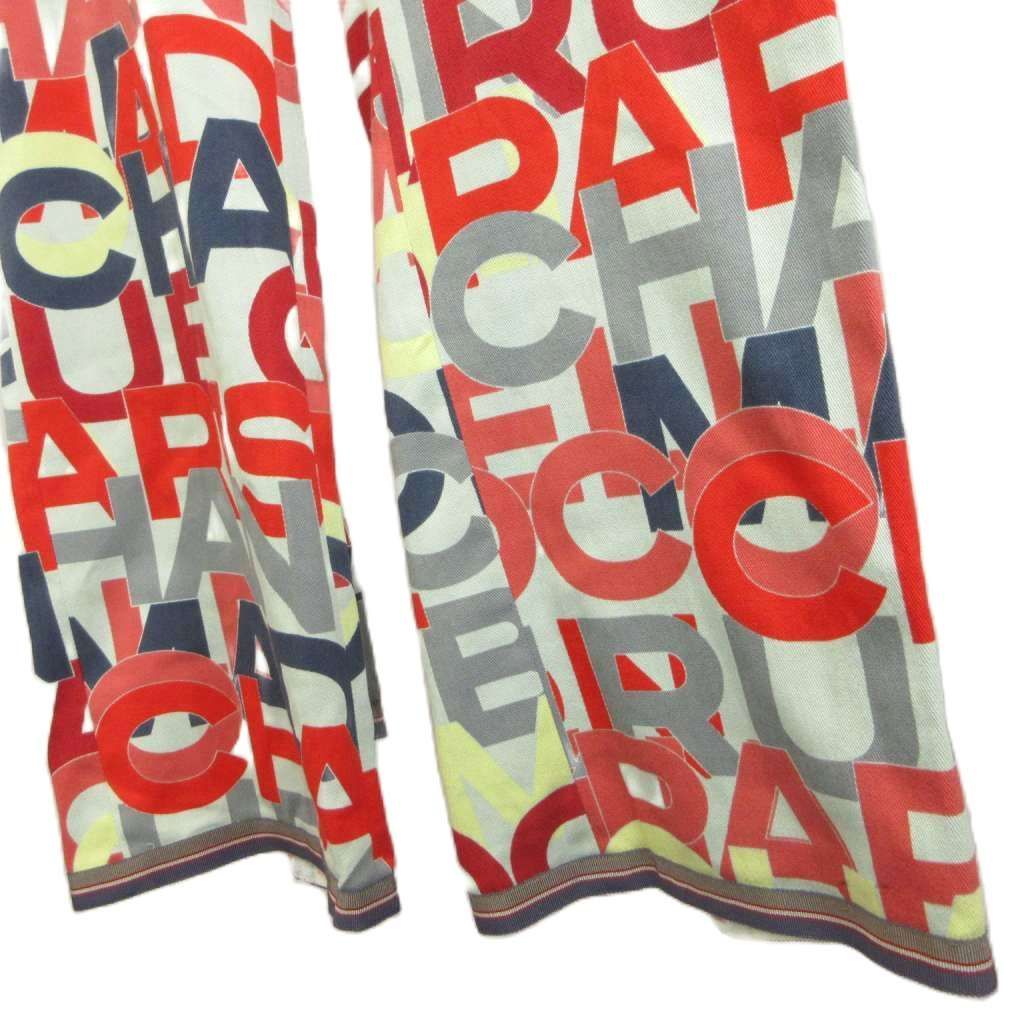Chanel 00A Flare Pants Stretch Logo Print Multi CC Red Gray Navy Multicolor 42 — view 7