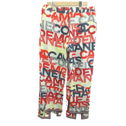 Chanel 00A Flare Pants Stretch Logo Print Multi CC Red Gray Navy Multicolor 42 — view 2