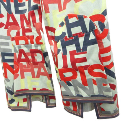Chanel 00A Flare Pants Stretch Logo Print Multi CC Red Gray Navy Multicolor 42 — view 6