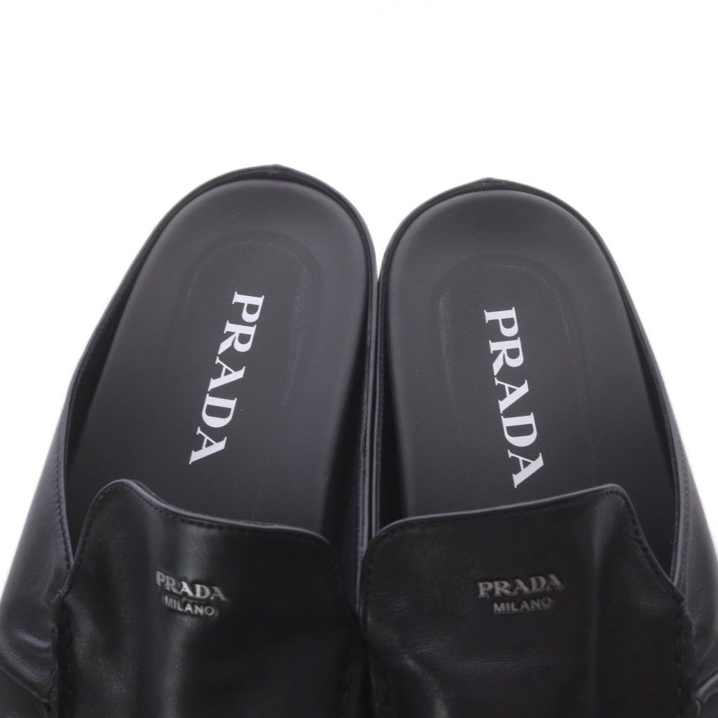 Prada Mules Slip-on Gathered Leather Black AD 7 — view 7