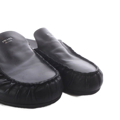 Prada Mules Slip-on Gathered Leather Black AD 7 — view 8