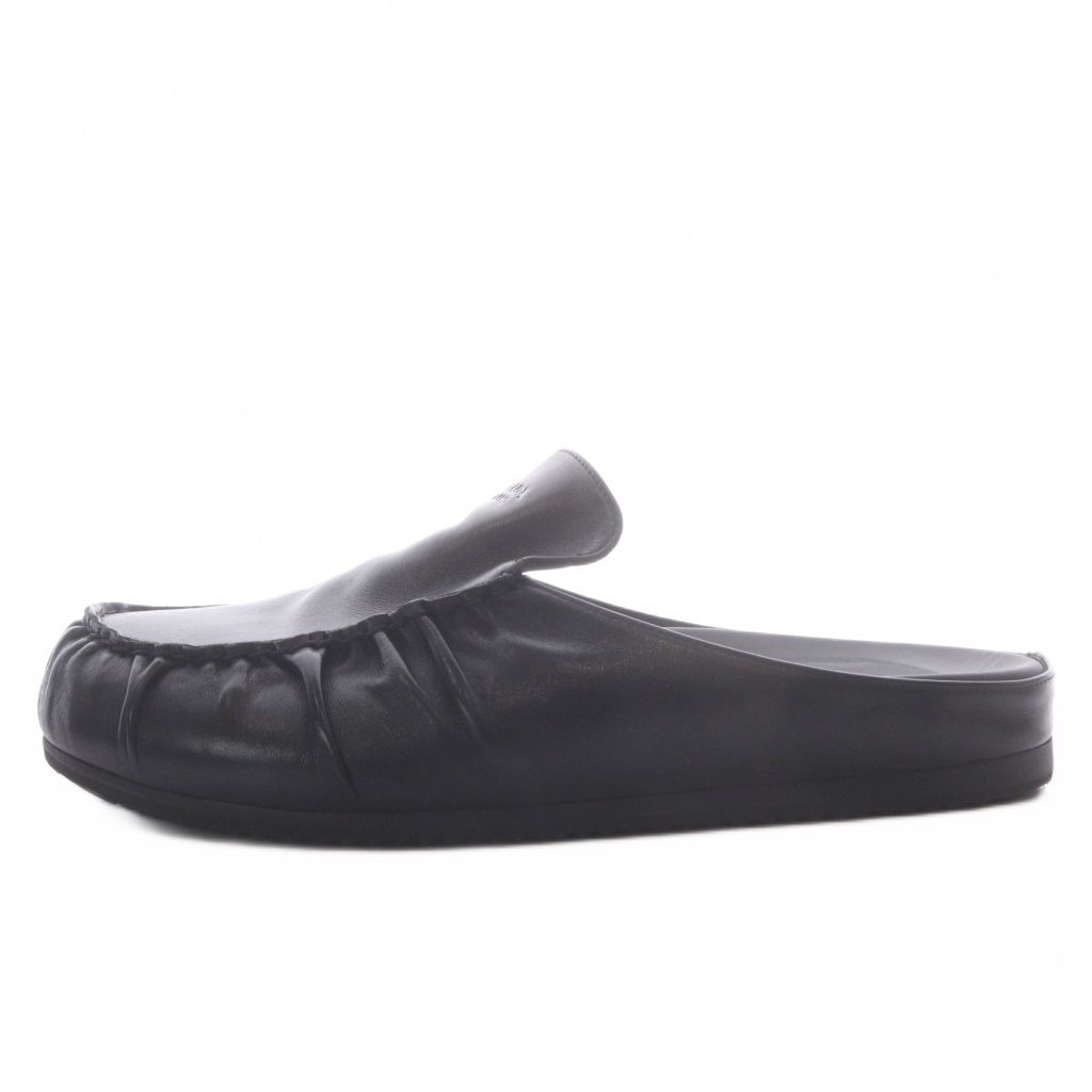 Prada Mules Slip-on Gathered Leather Black AD 7 — view 2