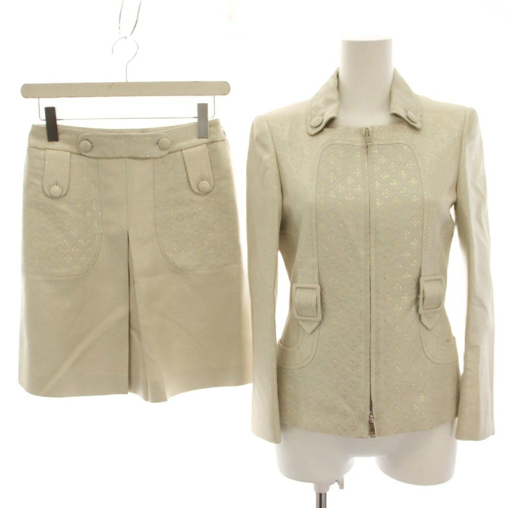 Gucci Set Top and Bottom Jacket Zip-up Trapezoidal Skirt Mini Glitter Blend