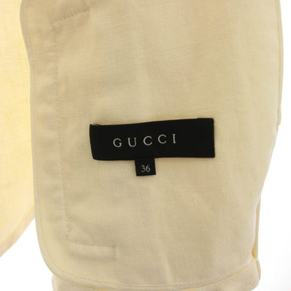 Gucci Stand Collar Jacket Hemp Linen Belt Design Ivory 36 — view 5