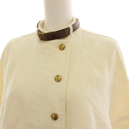 Gucci Stand Collar Jacket Hemp Linen Belt Design Ivory 36 — view 7