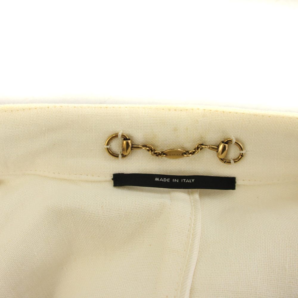 Gucci Stand Collar Jacket Hemp Linen Belt Design Ivory 36 — view 8