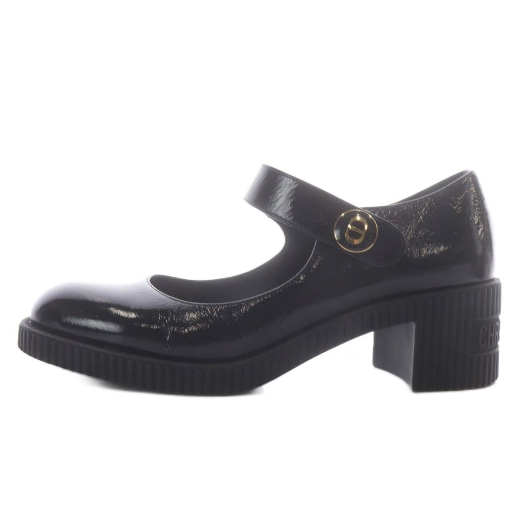 Dior D-doll Pumps Mary Jane Chunky Heel Strap Patent Leather Black — view 2