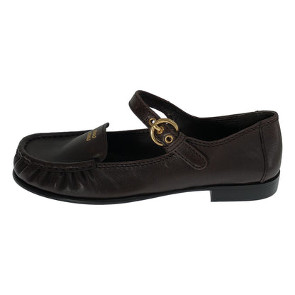 Miu Miu Leather Strap Loafers Brown — view 2