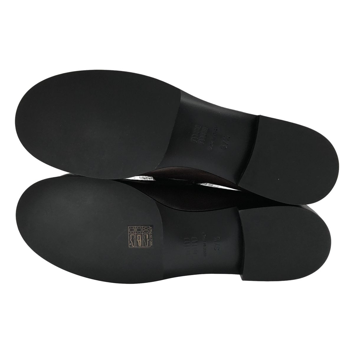 Miu Miu Leather Strap Loafers Brown — view 5