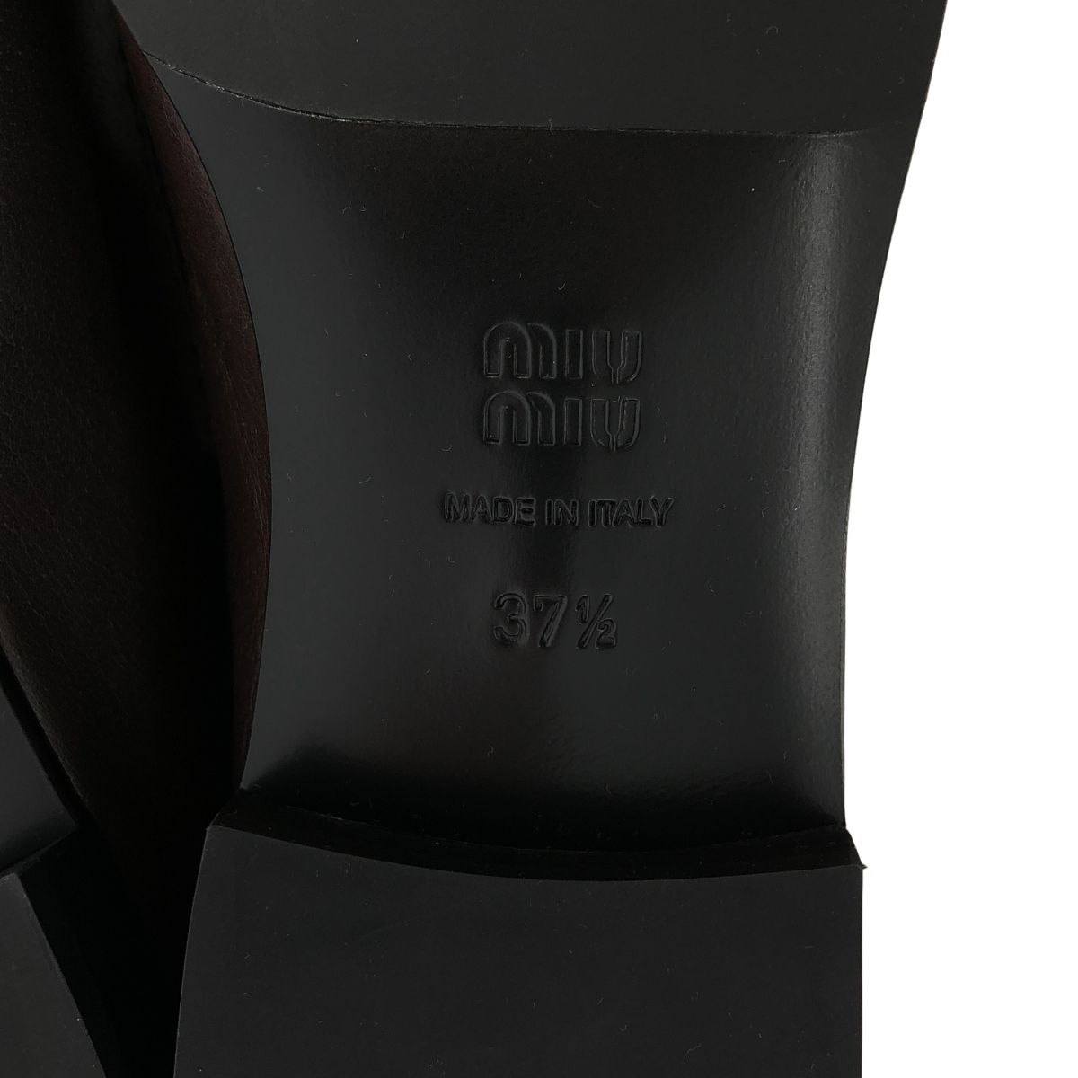 Miu Miu Leather Strap Loafers Brown — view 6