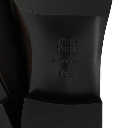 Miu Miu Leather Strap Loafers Brown — view 6