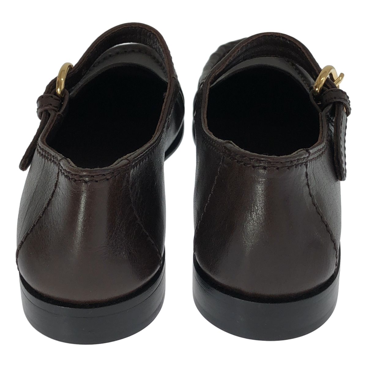 Miu Miu Leather Strap Loafers Brown — view 3
