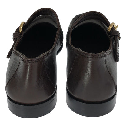 Miu Miu Leather Strap Loafers Brown — view 3