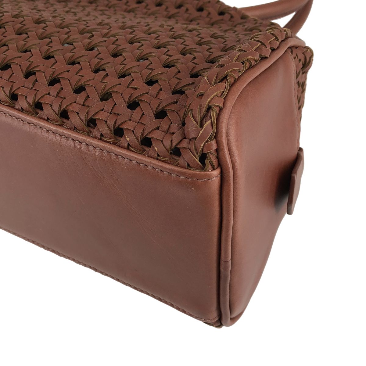 Miu Miu Bow Weave Leather Handbag Brown — view 7