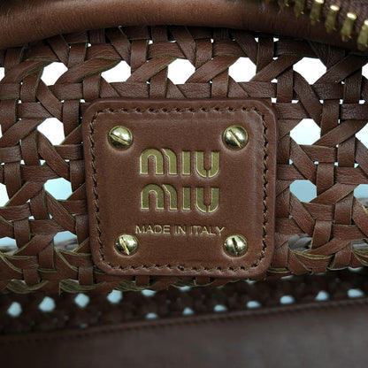 Miu Miu Bow Weave Leather Handbag Brown — view 4