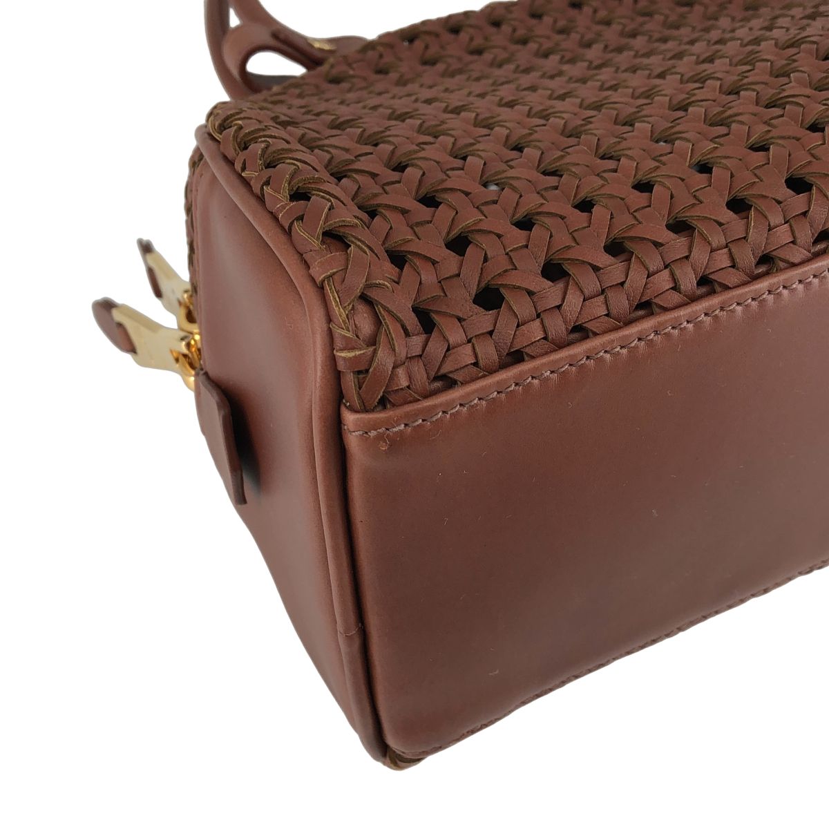Miu Miu Bow Weave Leather Handbag Brown — view 6